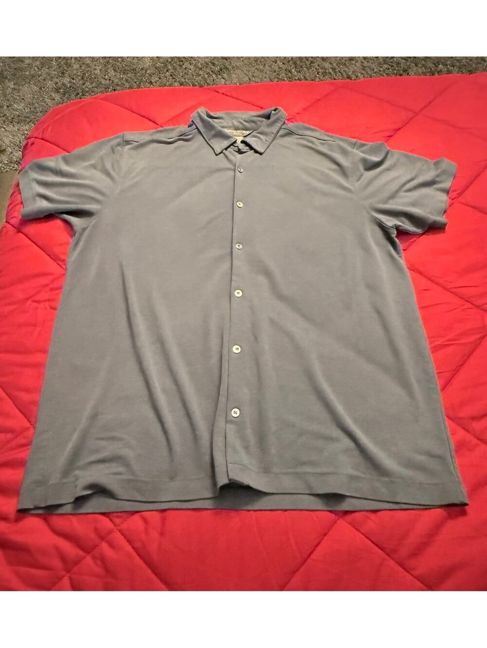 Banana Republic Stretch Men’s XL Performance Button Front Polo Shirt Navy Blue